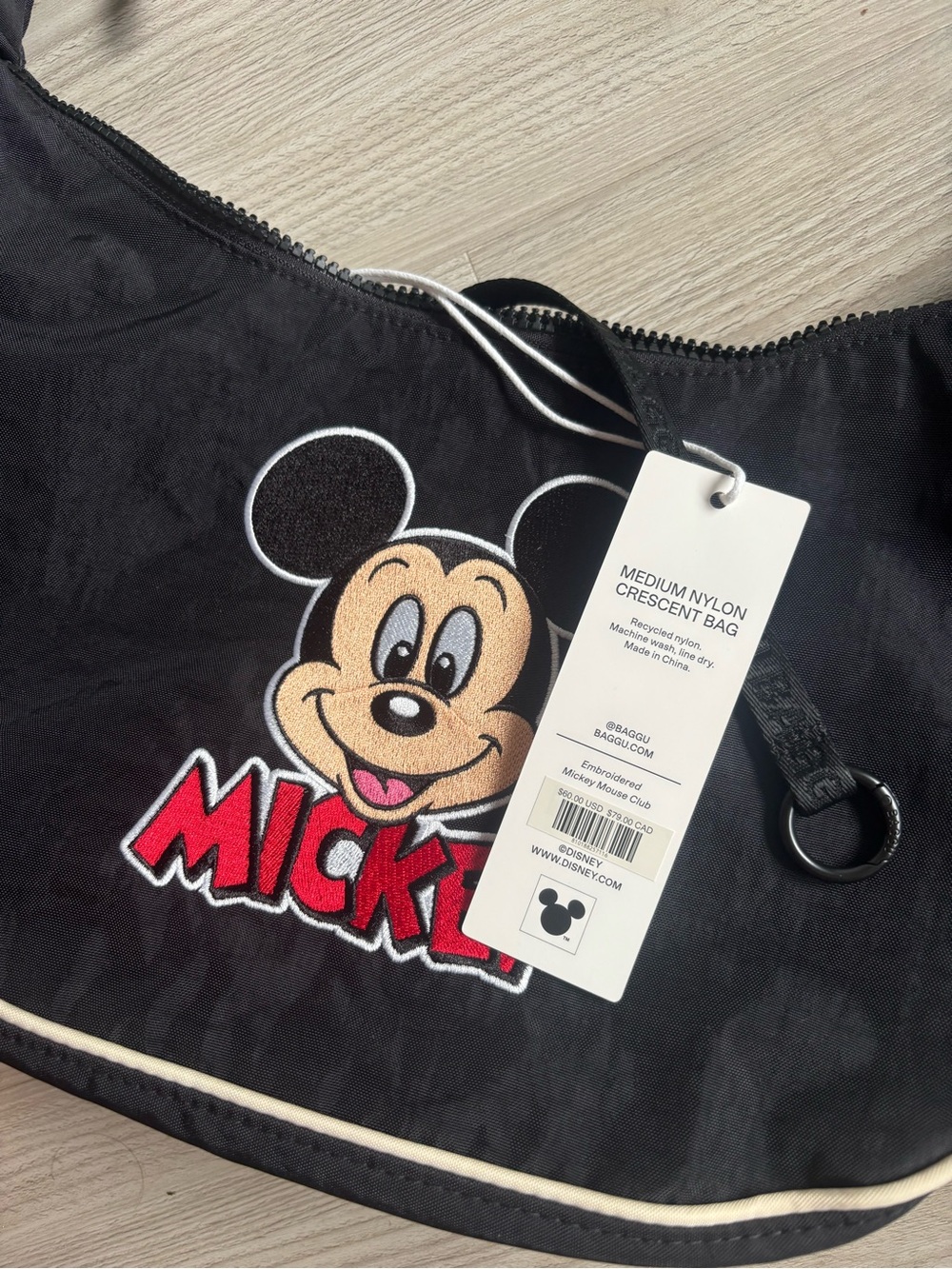 DISNEY | BAGGU Medium Nylon Crescent Bag - Embroidered Mickey Mouse Club - Picture 2 of 8